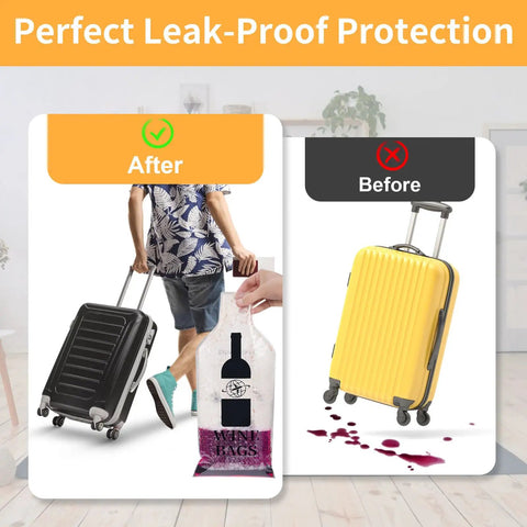 Travel Wine Bags 3 Pack Reusable Bottle Sleeves With Triple Leakproof Protection And Shock Absorbing Bubble Padding shown in use.