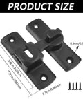 Black Barn Door Lock With 90 Or 180 Degree Flip Door Chain Lock A Versatile Security Sliding Lock For Bathrooms Garages Cabinets And Storm Doors No Fuss Install Sturdy Black Finish 1 Pack product size with dimensions and screws