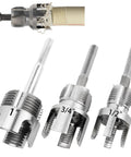 PVC Pipe Threader Kit 3 Piece Set With 1/2 Inch 3/4 Inch And 1 Inch NPT Threaders Dual Function Internal And External Threading Tools