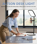 Woman using 10 Inch Ring Light For Computer And Video Calls With Stand And Phone Holder on desk