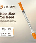 Disposable 1ml Syringe 31G Needle Five Sixteenth Inch 8mm With Leak Proof Airtight Plunger And Individually Sealed Pack Of 100 For Lab Tools Supplies Safe Handling And Precise Dosing In Medical And Laboratory Work, orange