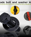 OEM Replacement Blade Bolt And Washer Kit Three Sets For Toro Exmark TimeMaster Recycler Mowers Beefed Up Black Oxide Steel Mower Hardware Fits 3290 465 26 0671 black bolt and washer close-up