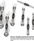 Magnetic Measuring Spoons Set Stainless Steel With Leveler Seven Piece Double Headed Spoons Stackable