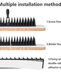 Durable Bird Spikes 20 Pack For Outdoor Fences And Roofs, 18.7 Feet Coverage To Deter Pigeons, installation methods shown