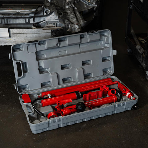 10 Ton Hydraulic Porta Power Jack Ram Badass Auto Body Frame Repair Tool Heavy Duty Carbon Steel Professional Garage Workhorse With Sturdy Carry Case For Trucks And Heavy Equipment