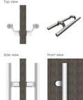 Post Mount Offset Double Sided Ladder Style Push Pull Door Handle 12 Inch Satin Stainless Steel For Wood Steel Glass Doors