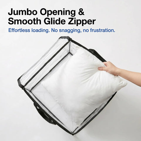 Ultra Clear Storage Bags 2 Pack 17.7 Inches for Shoes and Tools with jumbo opening and handle, storing pillow