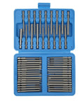 Awesome 50 Piece Extra Long Security Bit Set With Magnetic Holder For Tough Drilling Jobs Featuring Multi Sizes Hex Torq Clutch Spline And Flat Square Bits Perfect Anytime You Need Serious Power And Precision In Your Drill Driver Kit Gear. blue case with 50 vanadium steel security bits