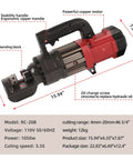 1050W Electric Rebar Cutter With 110V Hydraulic Pump Cuts Up To 3/4 Inch #6 Steel Rod In Just 3.5 Seconds detailed view showing powerful motor and ergonomics.