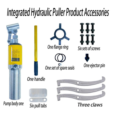 Heavy Duty Hydraulic Bearing Puller With 10 Ton Capacity For Knuckle Saver Auto Repair accessories including pump, handle, and claw parts.