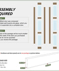 Assembly diagram for Double 15x84 Frosted Glass Barn Door Set In Brown Finish Sliding Bifold Closet Doors With Hardware Kit