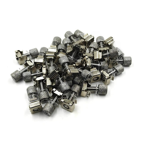 25 Pack Tool Free Hand Twist Rack Screws And 19 Inch Square Hole Cage Nuts Kit, silver steel screws for server racks.