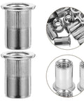 50 Pack M6 Stainless Steel Rivet Nuts Kit With Knurled Threaded Inserts And Flat Head For Vibration-Resistant Fastening, Rapid Assembly, Ideal For Furniture Repair And Thin Metal Sheets, stainless inserts