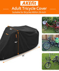 Heavy Duty Adult Tricycle Cover Tough As Nails For Three Wheel Bikes All Season Weatherproof Outdoor Storage Waterproof Dustproof Windproof Fits Mountain Road Cruiser And Some E Bikes 75L 30W 44H, black 210D cover