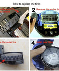 All In One Roomba Replacement Parts Kit For 800 And 900 Series Vacuum Cleaners tire replacement steps.