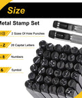 Half Inch Metal Stamping Kit 36 Piece Steel Letter Stamp Set with two punch tools and symbols for crafting projects