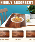 Natural Brown Rustic Wood Grain Dish Drying Mats Two Pack Absorbent Non Slip Kitchen Counter Mats For Coffee Machines 12 By 20 Inches, shown with food plate on mat.