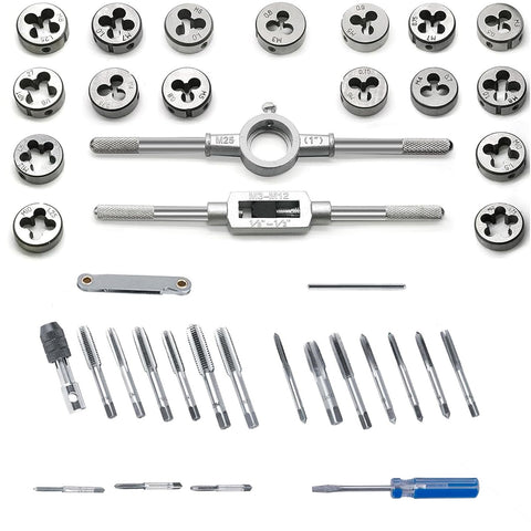 40-piece Tap And Die Set With Storage Case For Quick Threading And Rethreading Internal And External Threads Metric And SAE M3 To M12