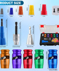 Size chart for Heavy Hitting Drill Mounted Wire Stripper And Twister Kit For Solid 6 Through 14 Awg Cables with mandrels and connectors.