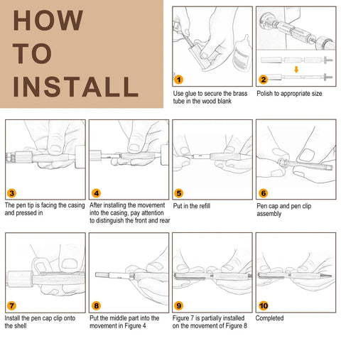 How to install the Slick 10 Piece Wood Turning Pen Kit With 7 Millimeter Slimline Twist Refills And Bold Assorted Colors.