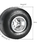Close-up of a five-inch wheel from the Heavy-Duty 32 Inch Rear Live Axle And Front Steering Assembly Kit For Go Karts Quads And ATVs