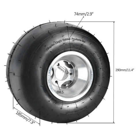 Close-up of a five-inch wheel from the Heavy-Duty 32 Inch Rear Live Axle And Front Steering Assembly Kit For Go Karts Quads And ATVs