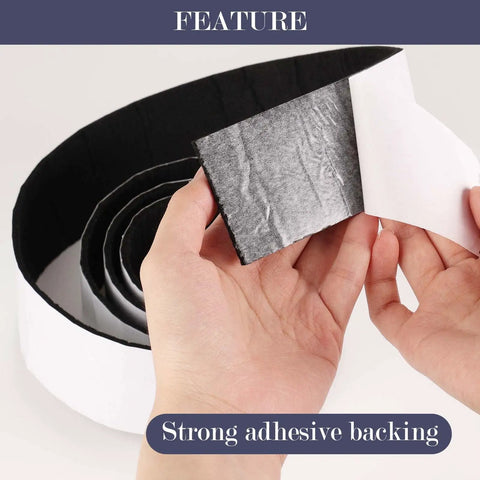 Close-up of adhesive backing on Snag These Two Pack Heavy Duty Self Adhesive Felt Tape Rolls For Protecting Hardwood Floors Chairs Furniture And Walls Super Easy To Cut And Stick Down.