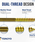 165 Piece M4 And M6 Zinc Plated Hanger Bolts Kit With Double Headed Self Tapping Dowels showcasing dual-thread design