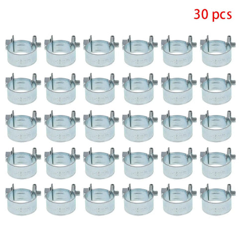 Image of 30 Pack 3/8 Inch Fuel Injection Hose Clamps Kit For Plumbing Automotive And Mechanical Projects Fits 14 To 16mm