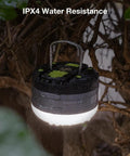 Rechargeable LED Camping Lantern With 410LM Five Light Modes Built In Power Bank Waterproof Magnetic Base outdoors in rain