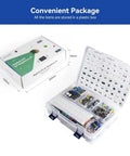 Raphael Raspberry Pi Starter Kit For Beginners With 337 Components box and organized contents in plastic storage case.