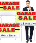 Three Piece Extra Large Garage Sale Sign Kit With Stakes, 24 By 16 Inches, Yard Sale Advertising Signs For Multiple Locations, Bold Readable Design, Weather Resistant, Perfect For Big Weekend Outdoor Garage Sale, 3 signs with stakes