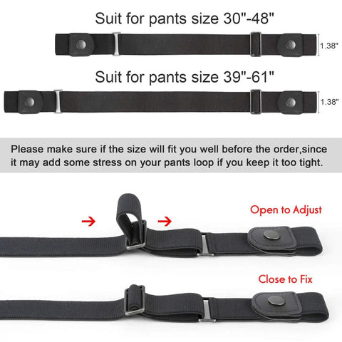 No Buckle Elastic Belt For Men, Stretch Buckle Free Jeans Belt, 1.38 Inch Wide, Black, Fits Pants 30 To 48 Inches, adjustable view