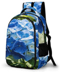 Spacious Unisex Backpack With Blue Hydrangea Print For Summer Garden Vibe, Durable Polyester Daypack With Large Capacity