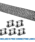 40 Roller Chain With Breaker, 10 Feet Long, 240 Links, Includes 5 Connecting Links For Go Karts, Mini Bikes, Scooters
