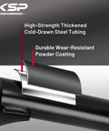 Chevy Silverado 1500 and GMC Sierra 1500 Front Upper Control Arms Adjustable Two To Four Inch UCA With Three Ball Joints And Rubber Bushings For 2019 Through 2026 Beefed Up Lifted Trucks black powder-coated steel tubing close-up