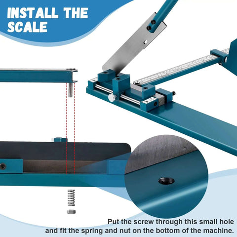 Assembly guide for Wire Duct Cutter Tool For Open Slot PVC Trunking and Duct Covers with adjustable width ruler.