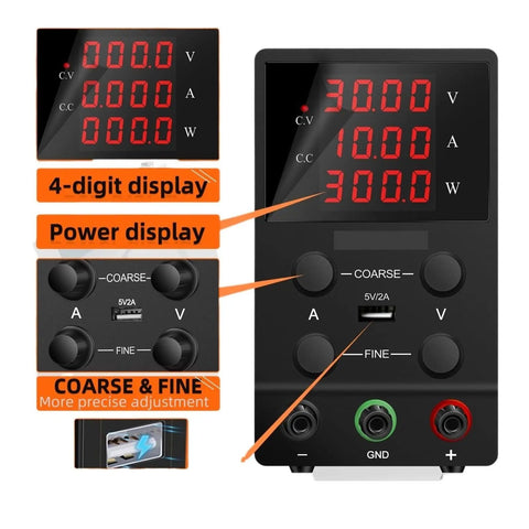 Adjustable DC Bench Power Supply Pro Grade 0 To 30V 0 To 10A Lab Grade Regulated Switching Power Supply With 4 Digit Display