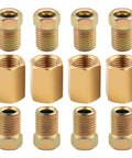 12-Piece 3/16 Inch Brake Line Fittings Kit With 4 Connectors And 8 Pipe Nuts For Double And Inverted Flare Brake Lines, DIY Car And Truck Brake Repair, Brass Construction For Durable, Leak-Free Fixes., brass brake line fittings kit with 4 unions and 8 nuts, 3/16 inch, 3/8-24 thread