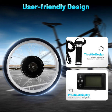 26 Inch Electric Bike Conversion Kit 48V 1000W Rear Hub Motor With 460 RPM PAS Sensor And LCD Display featuring user-friendly design