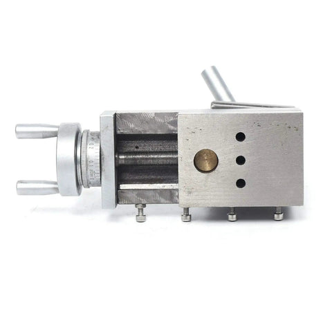 Heavy Duty Quick Change Tool Post Holder For Metal Lathe And Mini Lathe Workbench With 90mm Stroke, precision cast iron build, side view.