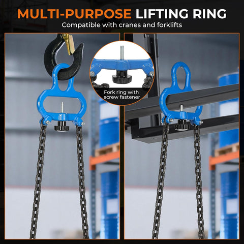 Upgraded Chain Drum Lifter 1 Ton Loading Capacity For 55 Gallon Drums With Forklift Hoist Crane Double Hooks And Chains