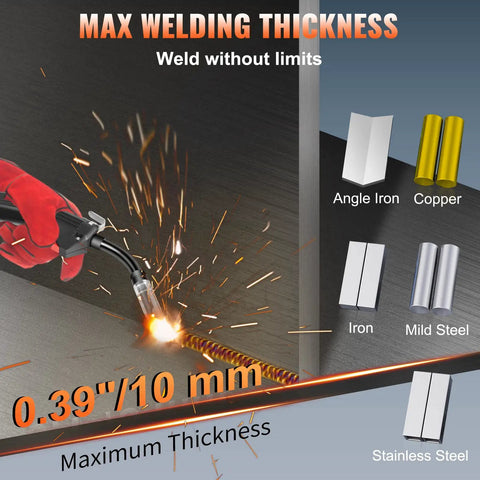 145 Amp Do-It-All 3-In-1 Welder Flux Core MIG, Lift TIG, and Stick Welder With IGBT Inverter welding different materials.