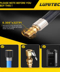 Real Deal Locking Tire Chuck With Rubber Hose Fine Thread Standard Valve Inflator Pump Hose Adapter Twist Lock Conversion Solid ABS Air Chuck Fits Car Bike Motorcycle Garage DIY Auto Repair Work Quick Setup Hands Free No Sweat, 0.305in x 32TPI thread adapter