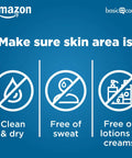 Instructions for applying Flexible Fabric Adhesive Bandages For Wounds And Scrapes: clean, dry, sweat-free, lotion-free skin.