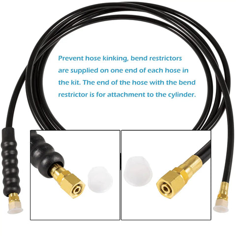Heavy Duty Hydraulic Steering Hose Kit 16 Foot Pre Assembled Copper 1000 PSI Marine Grade with bend restrictors shown.