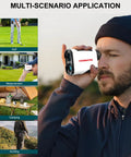 Person using High Precision Golf Rangefinder With Slope, Flag Lock, And Vibe Feedback in multi-scenario applications.