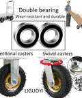 Heavy Duty Swivel Pneumatic Caster Wheels Pack Of Two In Six Eight Or Ten Inch Sizes With Tough As Nails Steel Brackets for cart use.