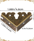 Antique Bronze Metal Corner Protector with detailed engravings, 1.88in x 1.33in x 0.47in, antique blue finish