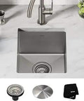 Undermount 13 Inch Bar Kitchen Sink With Single Bowl, 16 Gauge Stainless Steel, Easy Clean Rounded Corners, top view